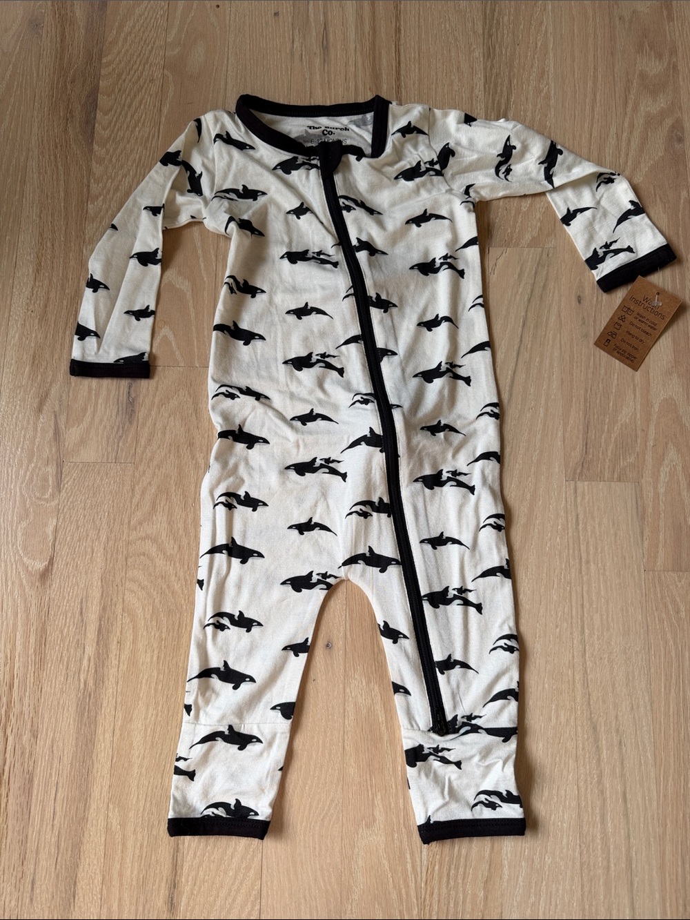 Burch Co bamboo zipper footless pajama Orca pattern